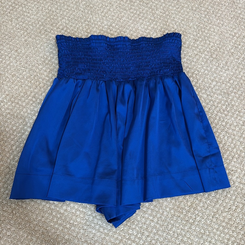 Royal Blue Satin High-Rise Shorts